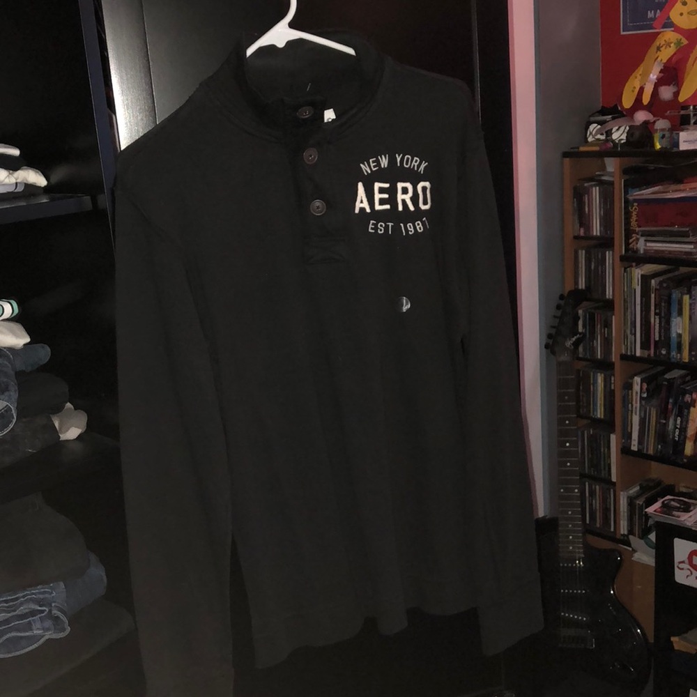 Black two button aeropostale shirt long sleeve